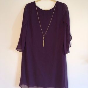 MSK Chiffon Purple/Gold Trapeze Dress (EUC)